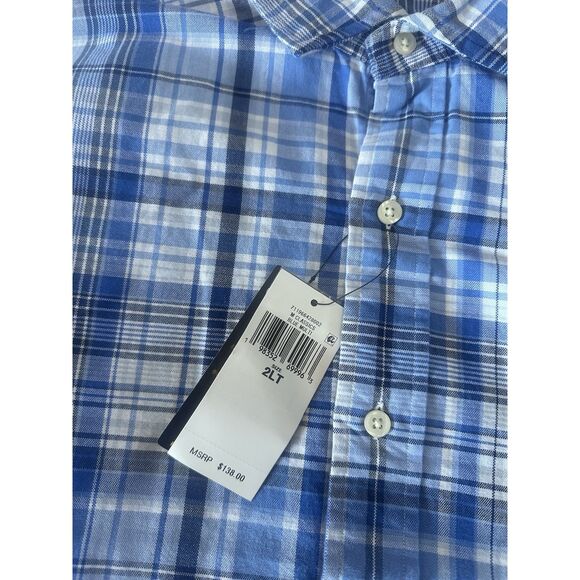 NWT Polo Ralph Lauren 2LT 2XL Tall Plaid Cotton LS Shirt Preppy Blue - Picture 3 of 6